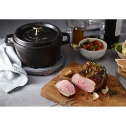 Cocotte 20 cm, Rond(e), Noir mat, Fonte