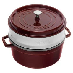 Cocotte avec panier vapeur 26 cm, Rond(e), Grenadine, Fonte