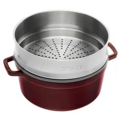 Cocotte avec panier vapeur 26 cm, Rond(e), Grenadine, Fonte