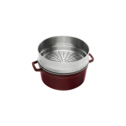 Cocotte avec panier vapeur 26 cm, Rond(e), Grenadine, Fonte