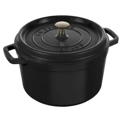 Cocotte haute 24 cm, Rond(e), Noir mat, Fonte