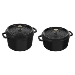 Cocotte haute 24 cm, Rond(e), Noir mat, Fonte