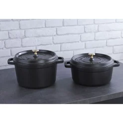 Cocotte haute 24 cm, Rond(e), Noir mat, Fonte