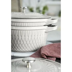 Cocotte twister 20 cm, Rond(e), Truffe blanche, Fonte