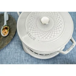 Cocotte twister 20 cm, Rond(e), Truffe blanche, Fonte