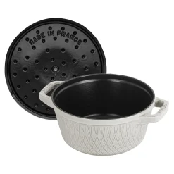 Cocotte twister 24 cm, Rond(e), Truffe blanche, Fonte