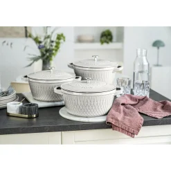 Cocotte twister 24 cm, Rond(e), Truffe blanche, Fonte