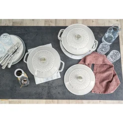 Cocotte twister 24 cm, Rond(e), Truffe blanche, Fonte