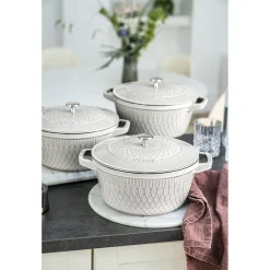 Cocotte twister 24 cm, Rond(e), Truffe blanche, Fonte