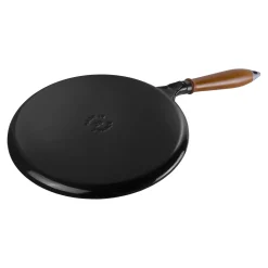Crêpière avec poignée en bois 28 cm, Fonte, Noir mat