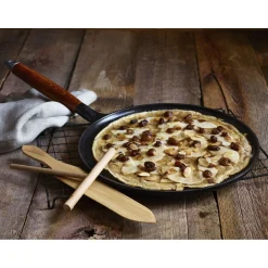 Crêpière avec poignée en bois 28 cm, Fonte, Noir mat