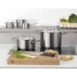 Ensemble de casseroles, 4-pcs. /16/20/24 cm, argent, Acier Inoxydable