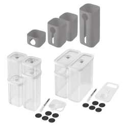 Ensemble de contenants Fresh & Save Cube et étui, 15-pcs. /S/M, blanc / gris, Plastique