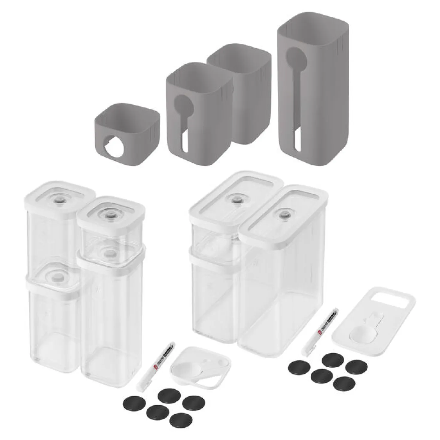 Ensemble de contenants Fresh & Save Cube et étui, 15-pcs. /S/M, blanc / gris, Plastique