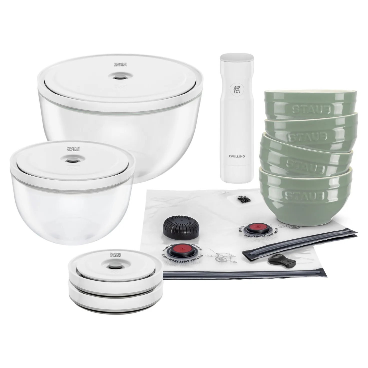 Ensemble de démarrage sous-vide, 15-pcs. /S/M/L, eucalyptus, Céramique / Verre