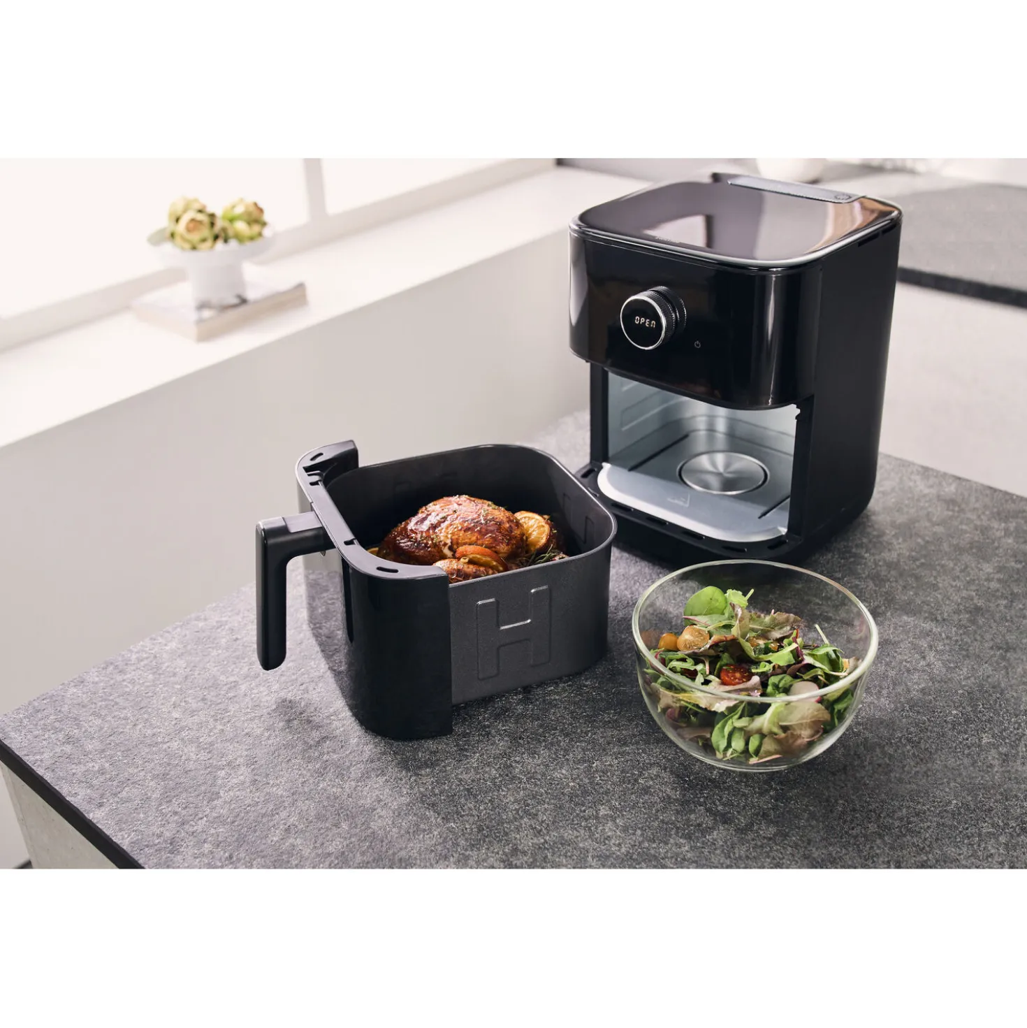 Friteuse à air chaud 6 l avec set de moulins à épices, 3-pcs