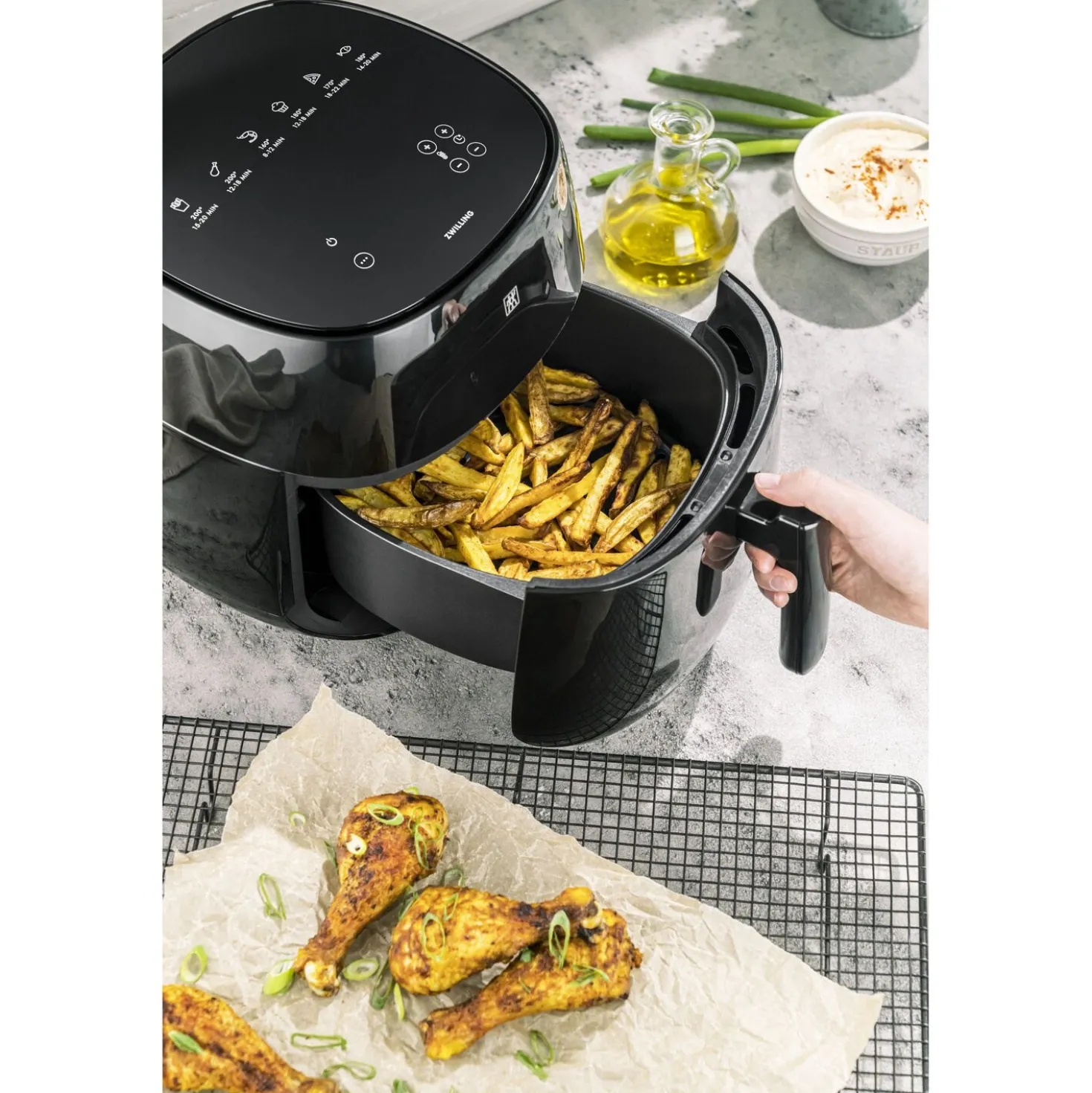 Friteuse sans huile à air chaud 4 l, Noir mat