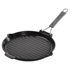 Gril avec bec verseur 28 cm, Fonte, Noir mat