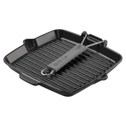 Gril avec bec verseur 24 cm, Fonte, Noir mat