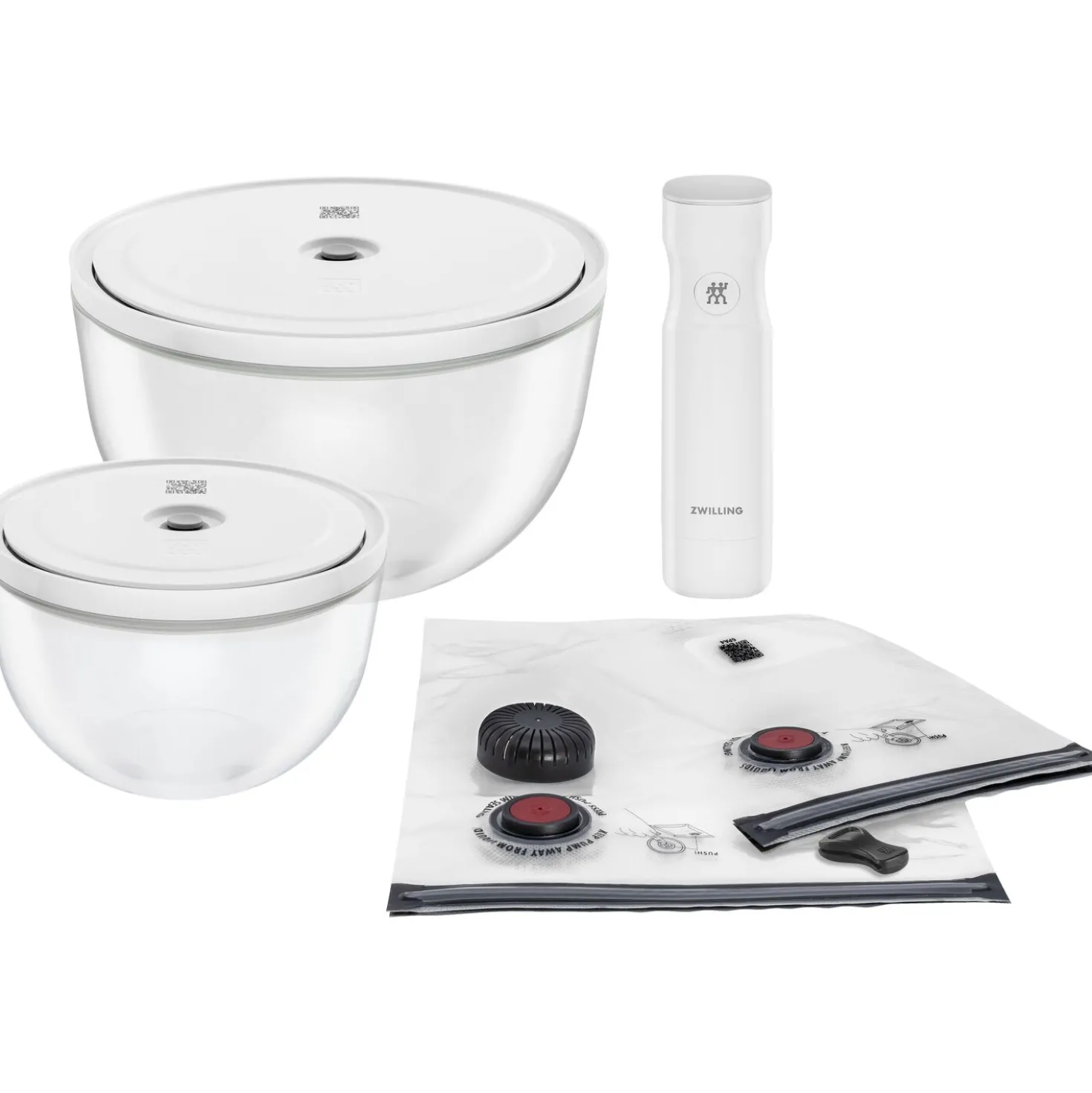 Kit de démarrage sous vide, Verre / M/L, 9-pcs, transparent-blanc