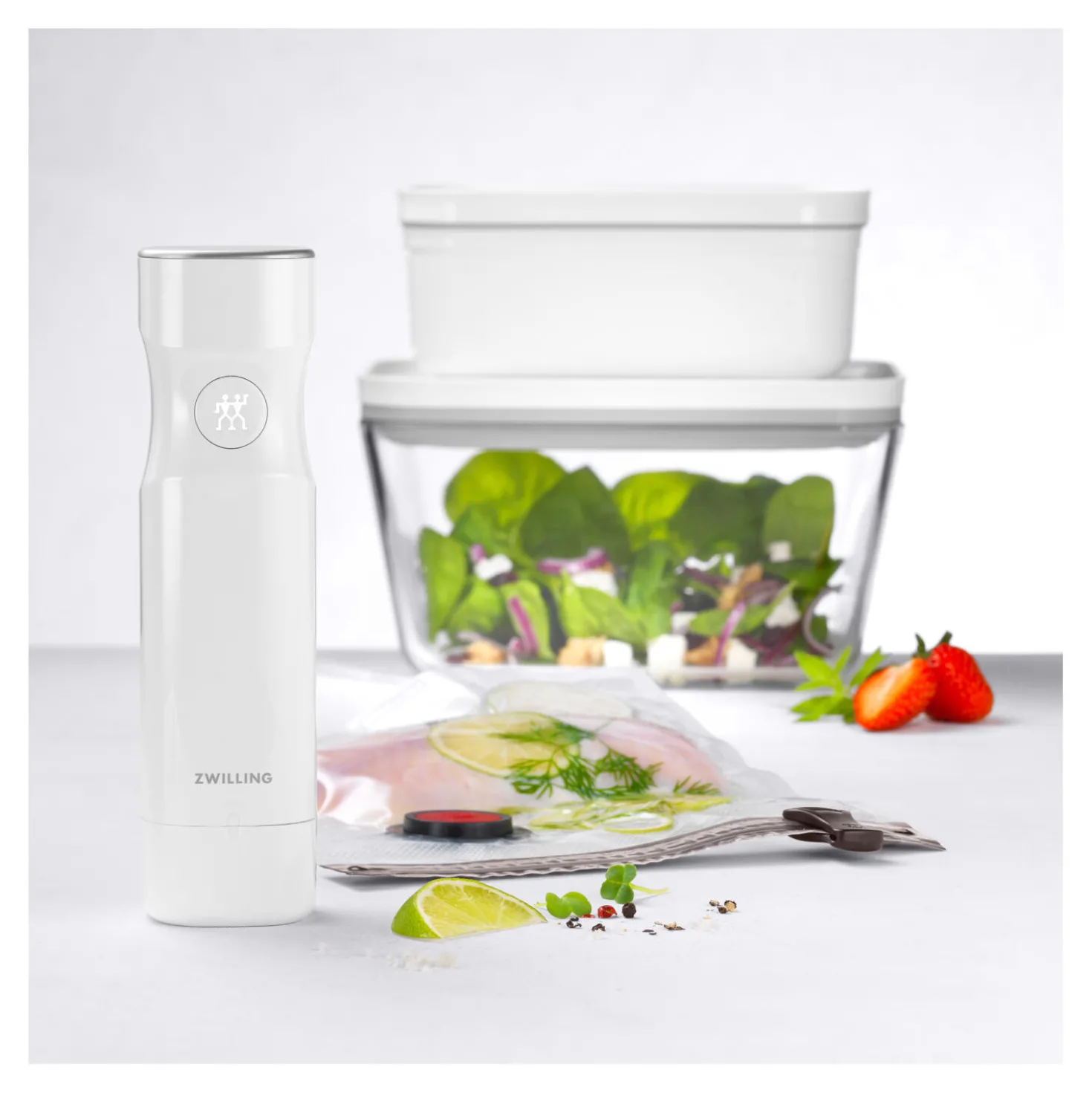 Kit de démarrage sous vide, Mélange / Verre L/lunch box M, 7-pcs, Blanc