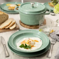 Lot de assiettes plates, 6-pcs. /24 cm, sauge, Céramique