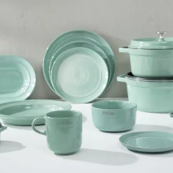 Lot de assiettes plates, 6-pcs. /26 cm, sauge, Céramique