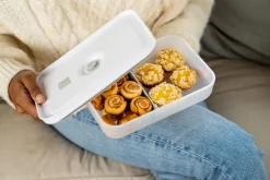Lunch box L plate, Plastique, semi transparent-Gris