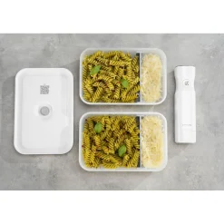 Lunch box L plate, Plastique, semi transparent-Gris