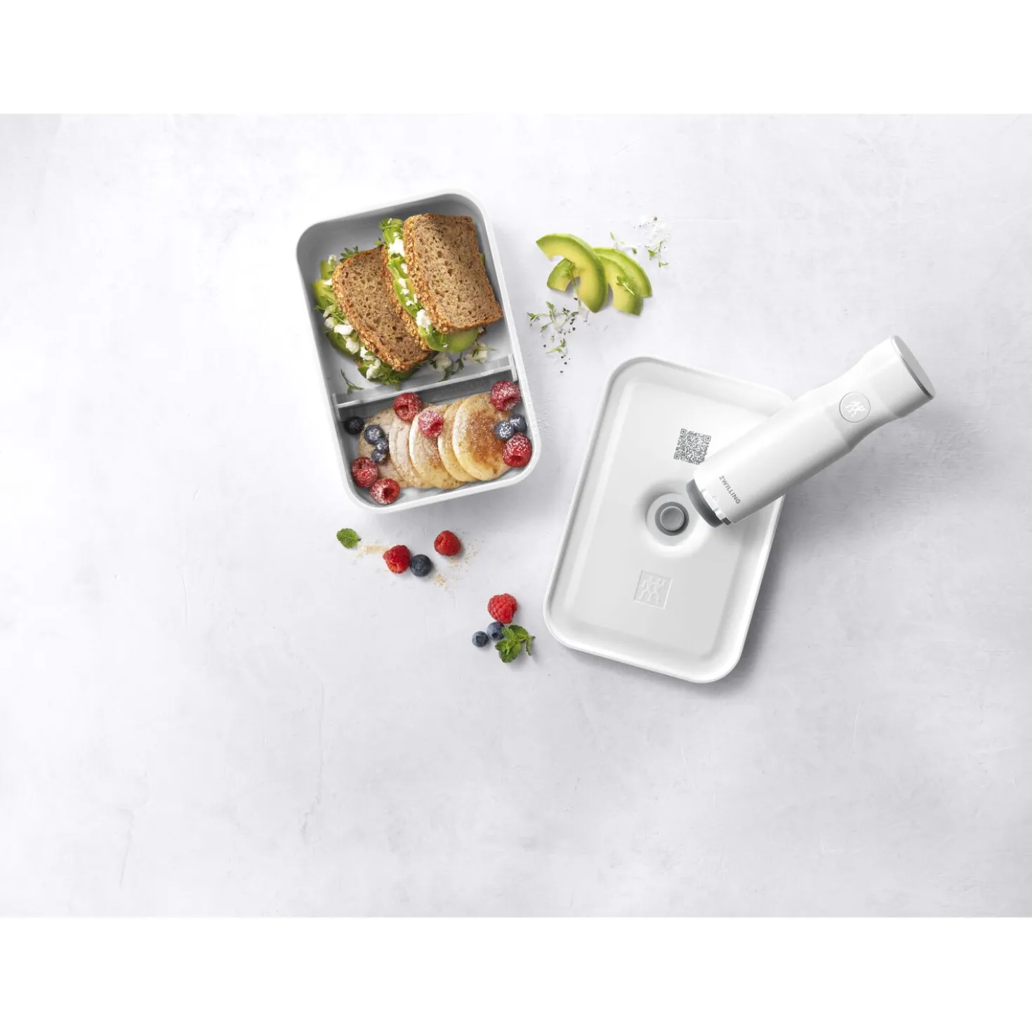 Lunch box sous-vide L plate, Plastique, Blanc-Gris