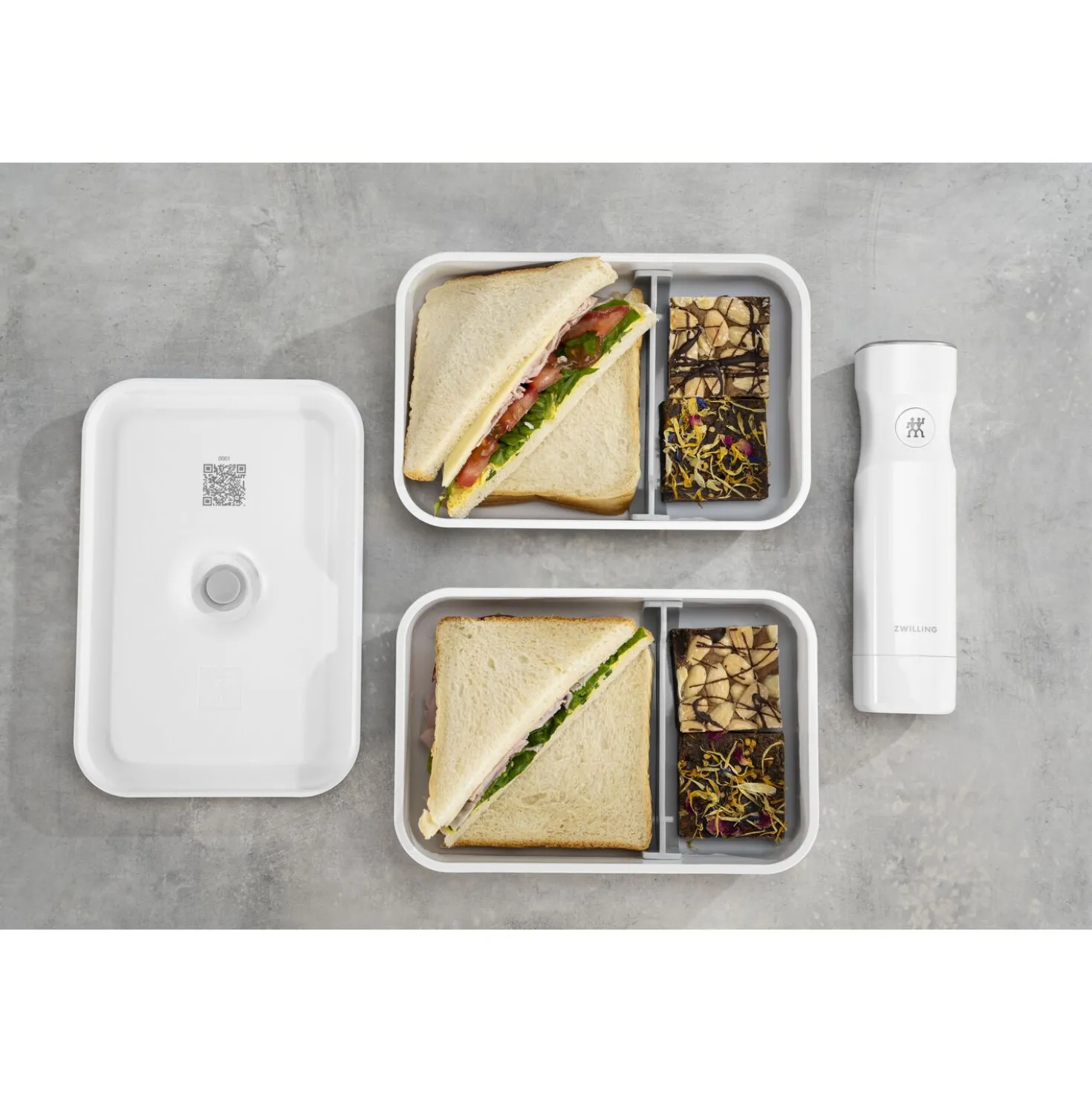 Lunch box sous-vide L plate, Plastique, Blanc-Gris
