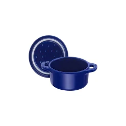 Mini Cocotte 10 cm, Rond(e), Bleu intense, Céramique