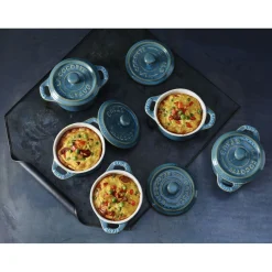 Mini Cocotte 10 cm, Rond(e), Turquoise antique, Céramique