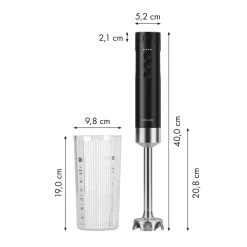 Mixeur plongeant sans fil avec balance digitale et hachoir, 5-pcs, noir