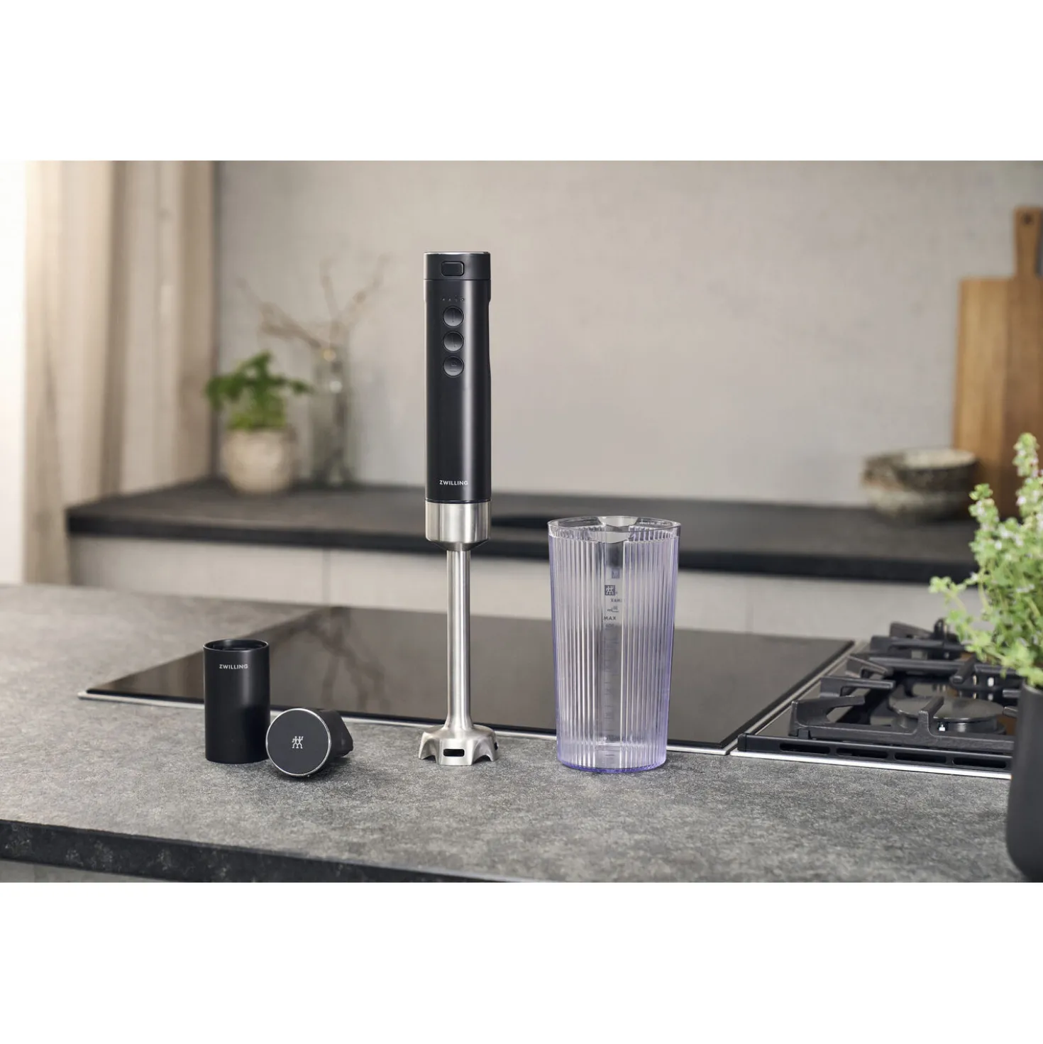 Mixeur plongeant sans fil avec balance digitale et hachoir, 5-pcs, noir