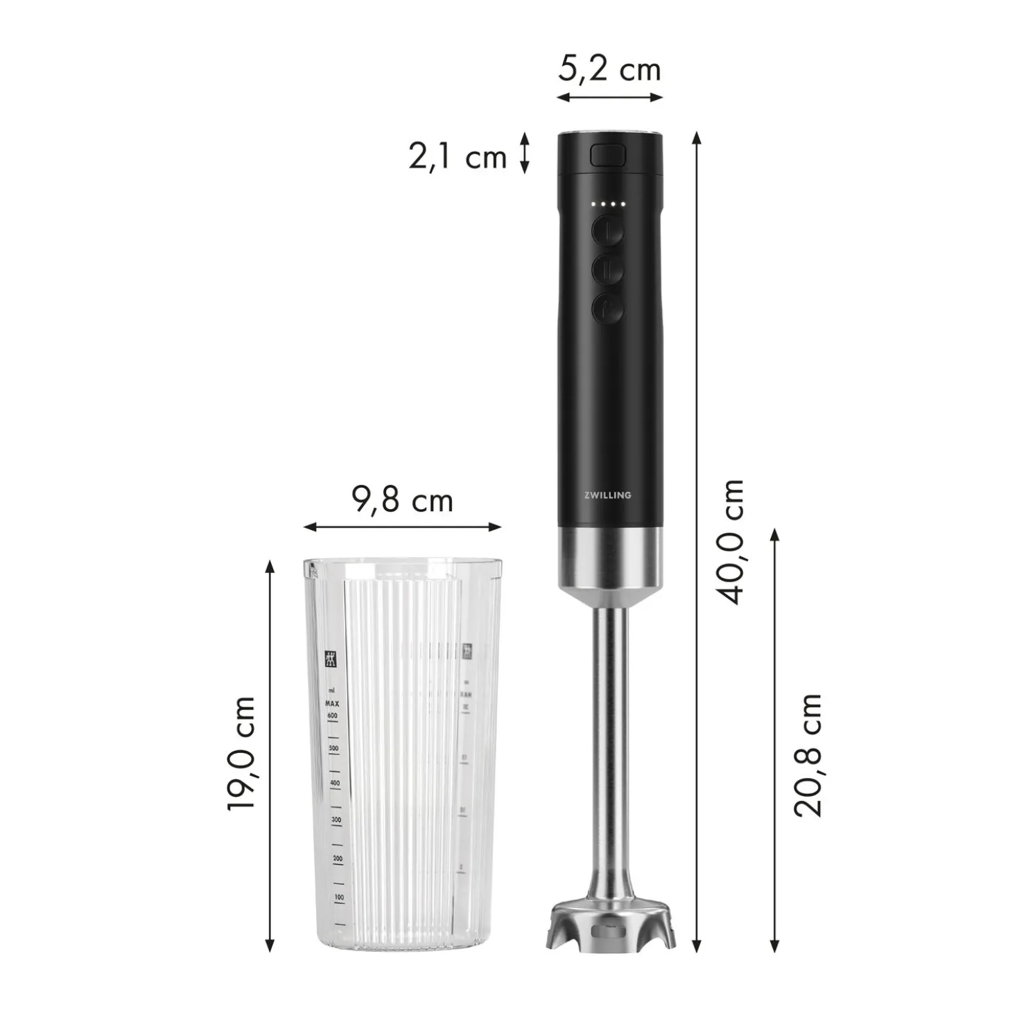 Mixeur plongeant sans fil avec balance digitale, 4-pcs, noir