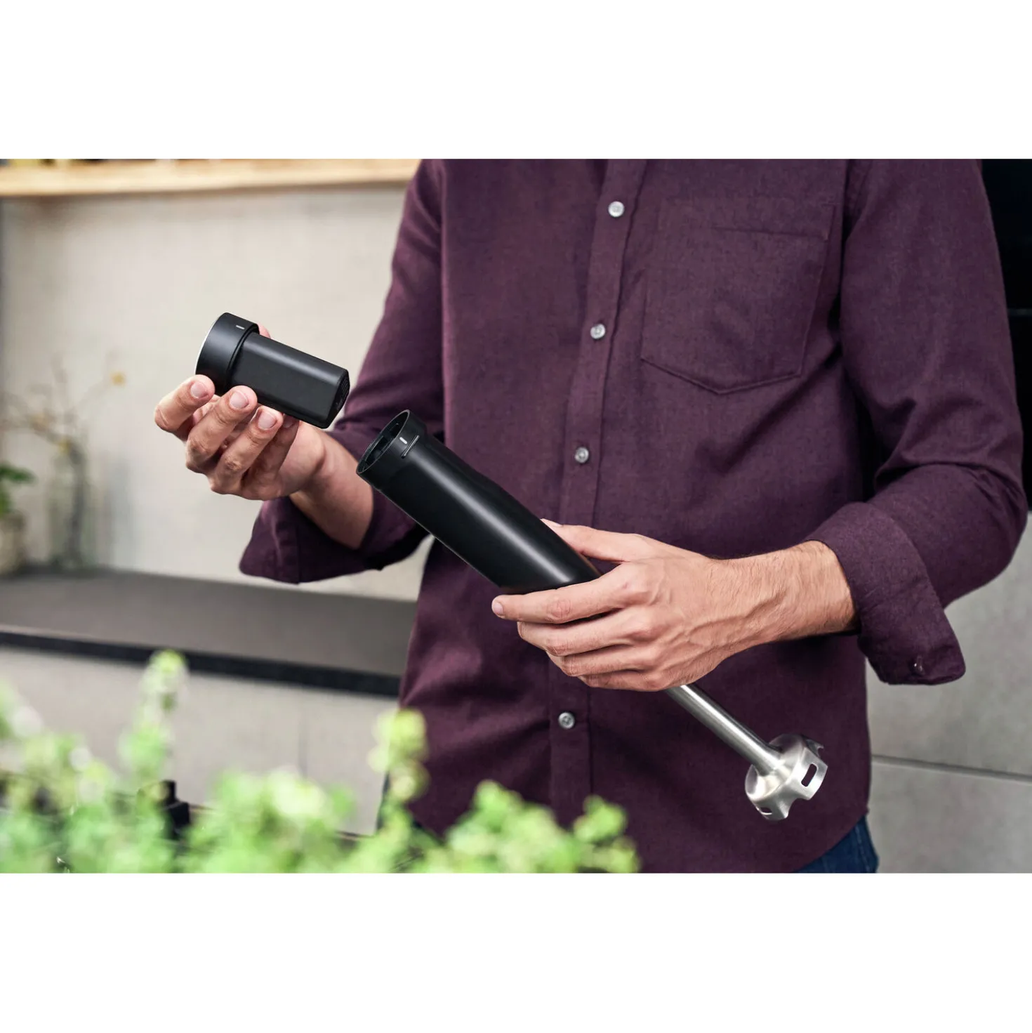 Mixeur plongeant sans fil avec balance digitale, 4-pcs, noir