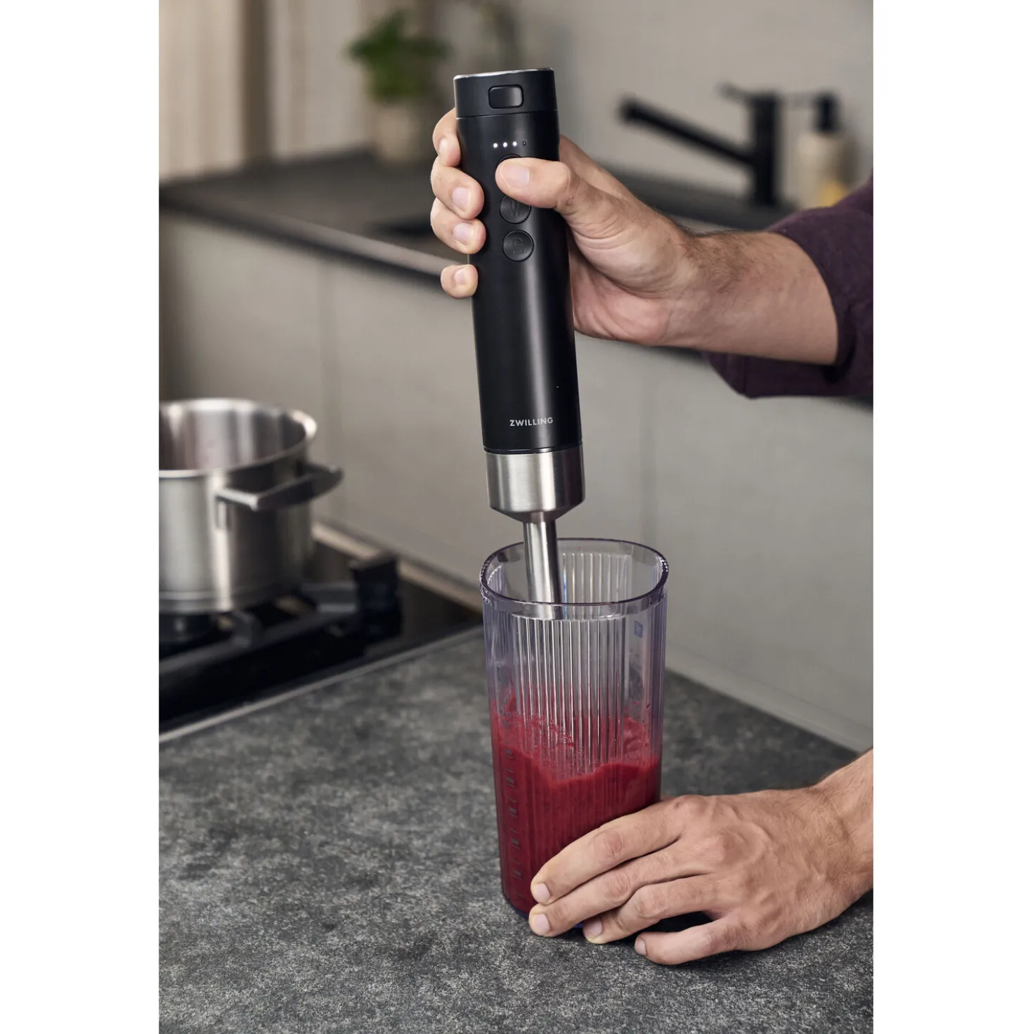 Mixeur plongeant sans fil avec balance digitale, 4-pcs, noir