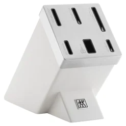 7-pcs, Bloc de couteaux, Argent, Blanc