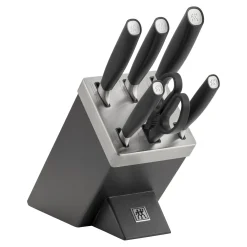 7-pcs, Bloc de couteaux, Argent, Anthracite