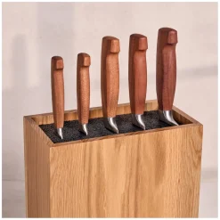6-pcs, Bloc de couteaux, Brun