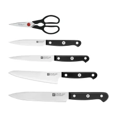 6-pcs, Bloc de couteaux, Noir mat