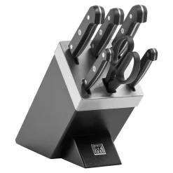 7-pcs, Bloc de couteaux, Noir mat