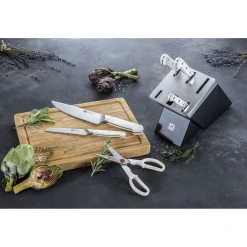 7-pcs, Bloc de couteaux, Noir mat