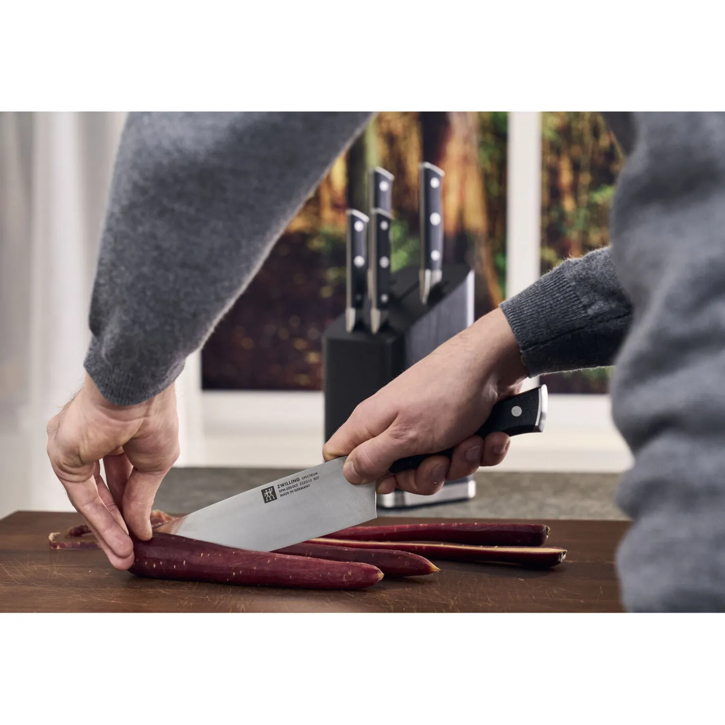 6-pcs, Bloc de couteaux, Noir mat