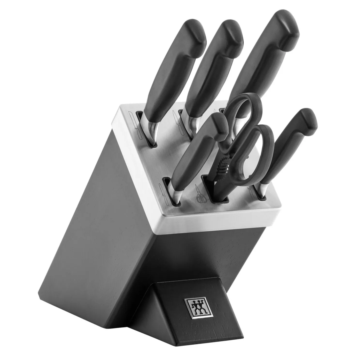 7-pcs, Bloc de couteaux, Noir mat