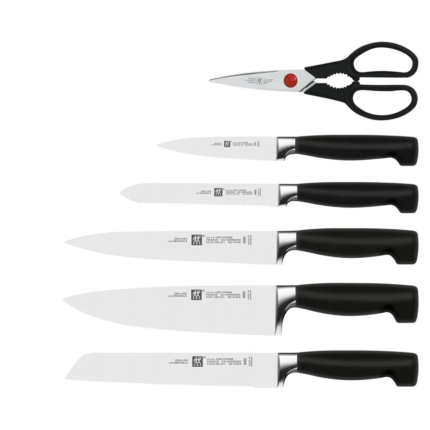 7-pcs, Bloc de couteaux, Noir mat
