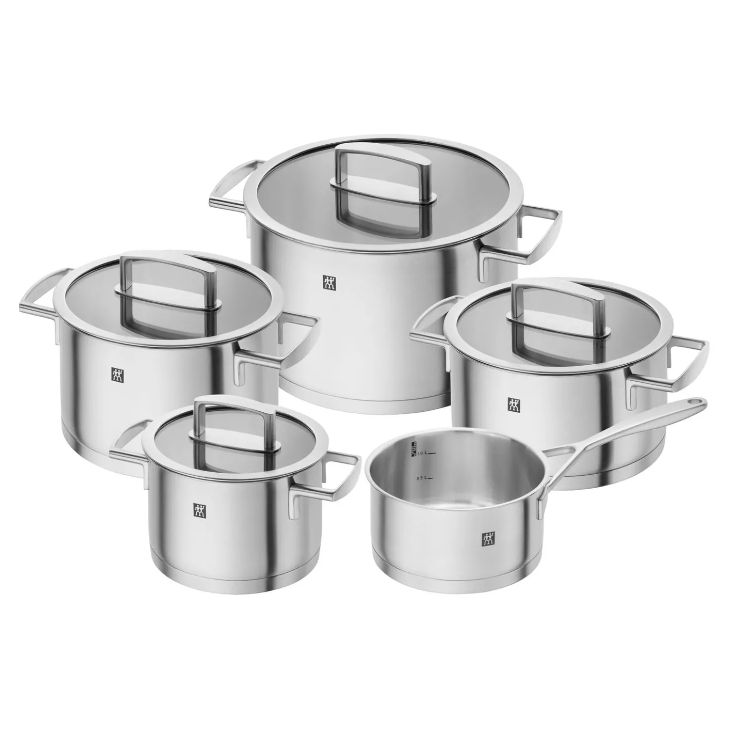 5-pcs, Set de casseroles, Argent