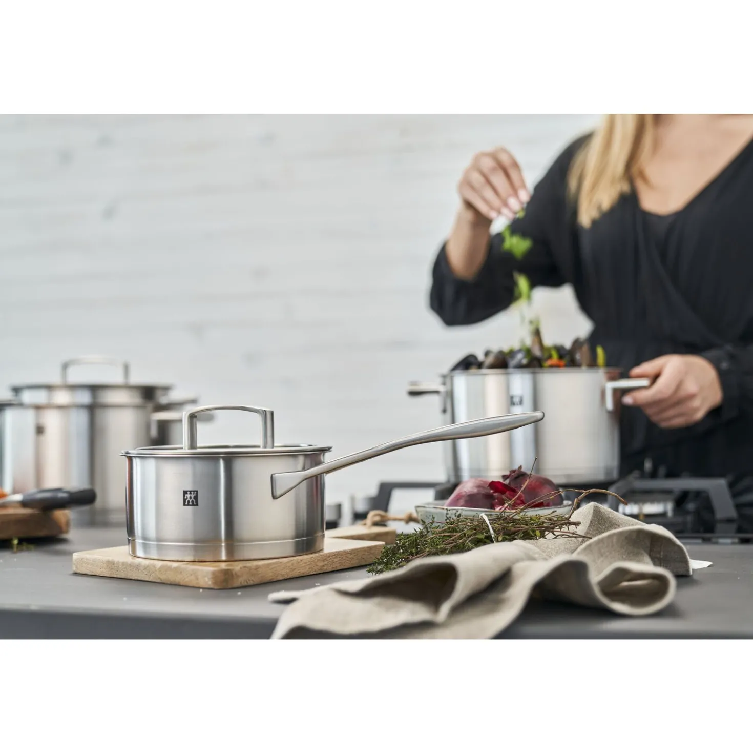5-pcs, Set de casseroles, Argent