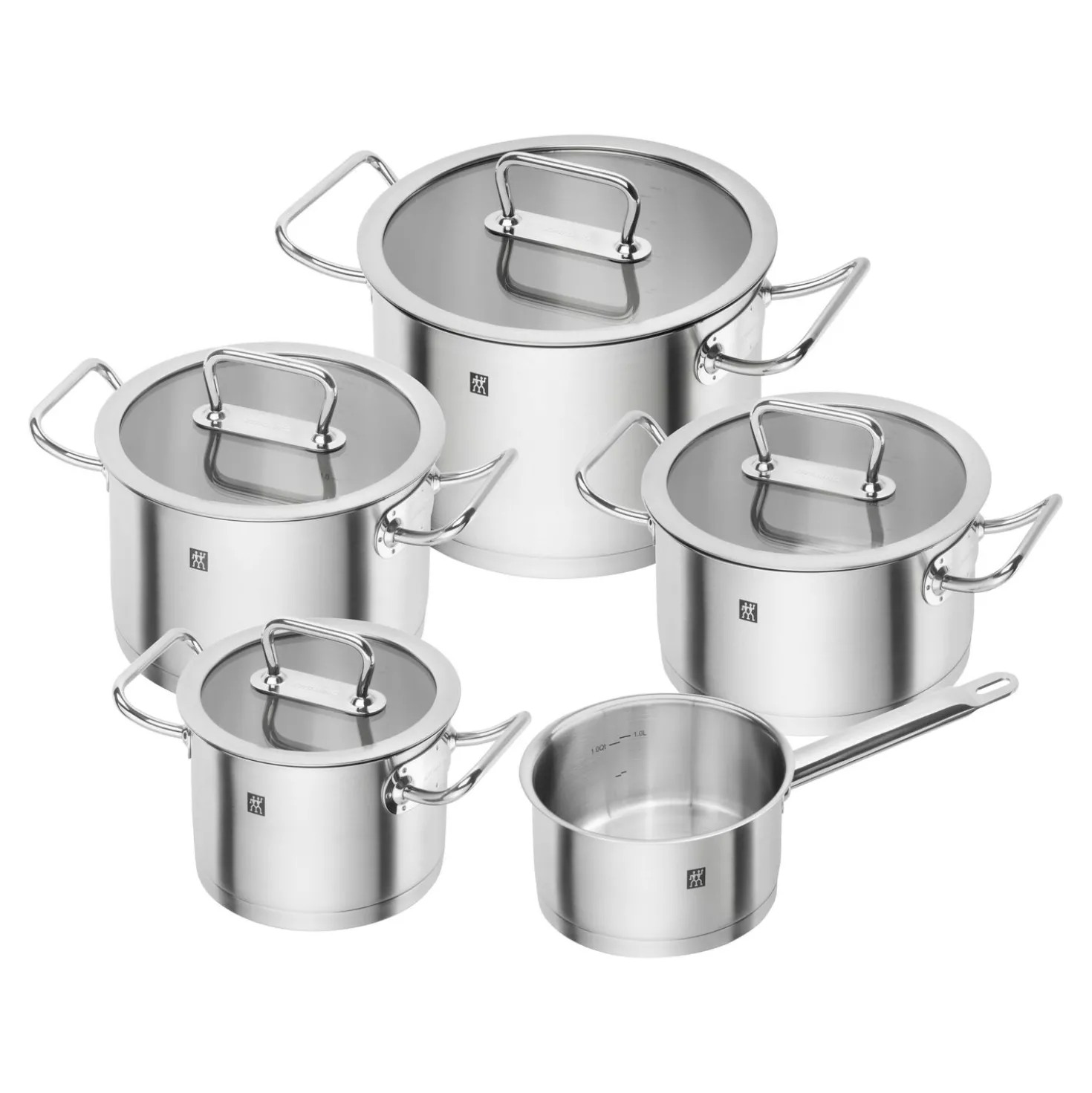 5-pcs, Set de casseroles, Argent